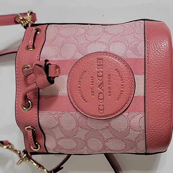 Coach Mini Dempsey pink mini bucket draw string bag - Picture 5 of 14